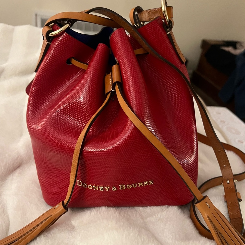 Dooney & Bourke Red Leather Bucket Bag